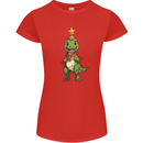 Cute Christmas T-Rex Funny Xmas Dinosaur Womens Petite Cut T-Shirt Red