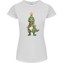 Cute Christmas T-Rex Funny Xmas Dinosaur Womens Petite Cut T-Shirt White