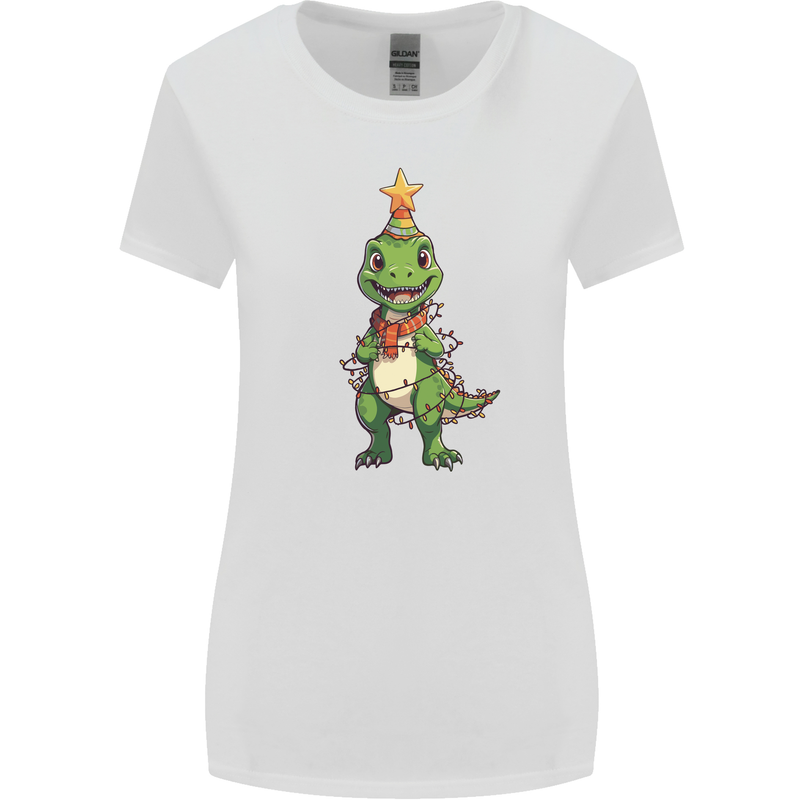 Cute Christmas T-Rex Funny Xmas Dinosaur Womens Wider Cut T-Shirt White