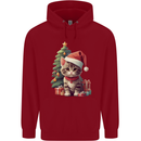 Cute Christmas With Presents and Tree Mens 80% Cotton Hoodie Red