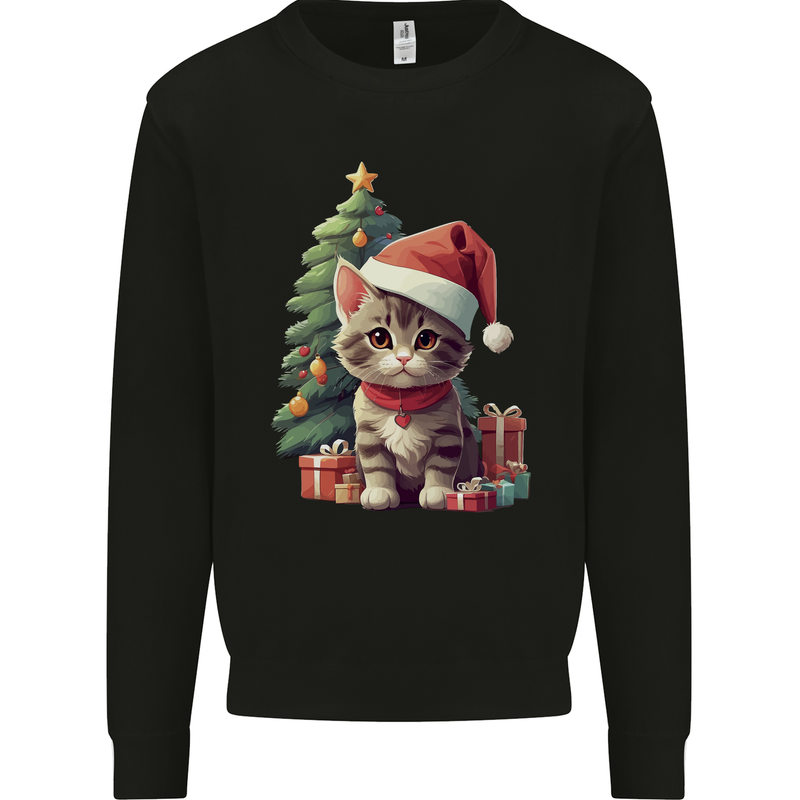 Cute Christmas With Presents and Tree Mens Sweatshirt Jumper Black