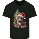 Cute Christmas With Presents and Tree Mens V-Neck Cotton T-Shirt Black