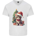 Cute Christmas With Presents and Tree Mens V-Neck Cotton T-Shirt White
