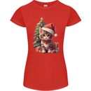 Cute Christmas With Presents and Tree Womens Petite Cut T-Shirt Red