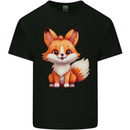 Cute Fox Kawaii Mens Cotton T-Shirt Tee Top Black