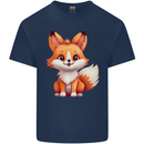 Cute Fox Kawaii Mens Cotton T-Shirt Tee Top Navy Blue