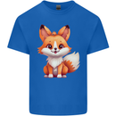 Cute Fox Kawaii Mens Cotton T-Shirt Tee Top Royal Blue