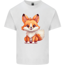 Cute Fox Kawaii Mens Cotton T-Shirt Tee Top White
