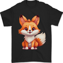 Cute Fox Kawaii Mens T-Shirt 100% Cotton Black