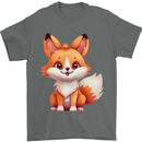Cute Fox Kawaii Mens T-Shirt 100% Cotton Charcoal
