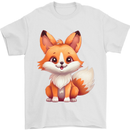 Cute Fox Kawaii Mens T-Shirt 100% Cotton White
