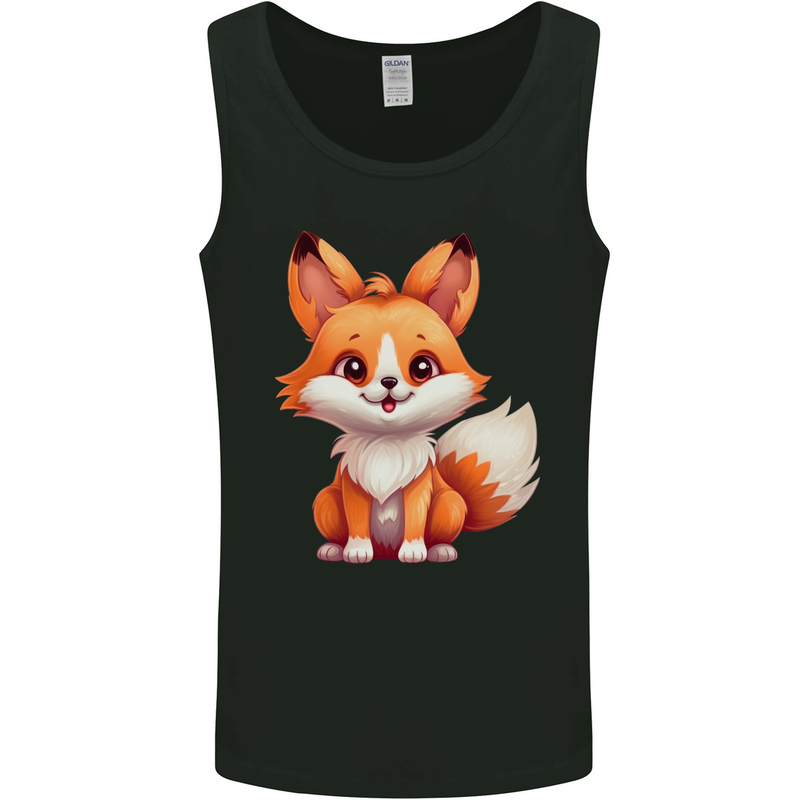 Cute Fox Kawaii Mens Vest Tank Top Black