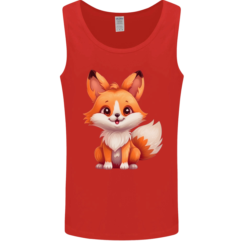 Cute Fox Kawaii Mens Vest Tank Top Red