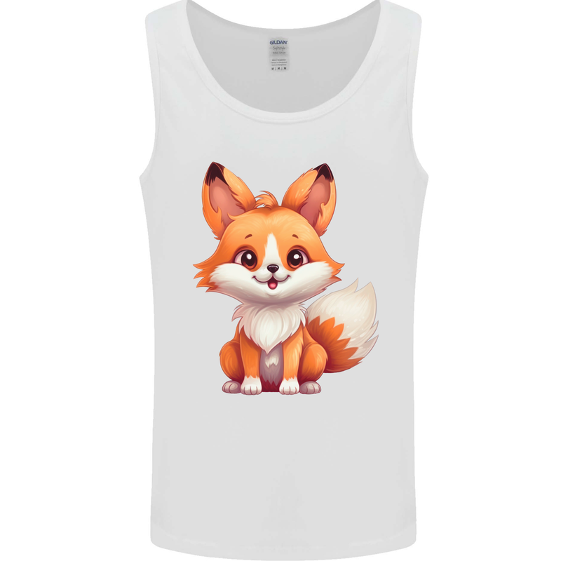 Cute Fox Kawaii Mens Vest Tank Top White