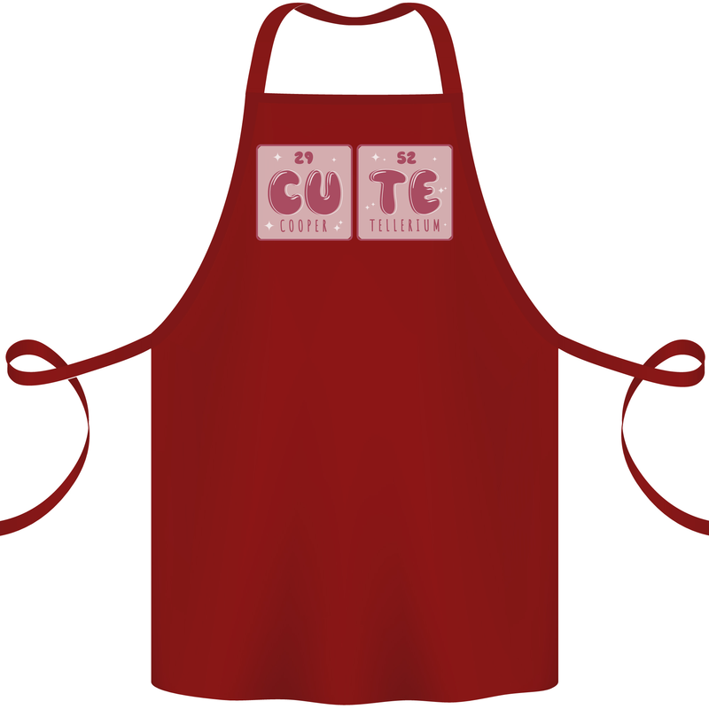 Cute Funny Periodic Table Cotton Apron 100% Organic Maroon