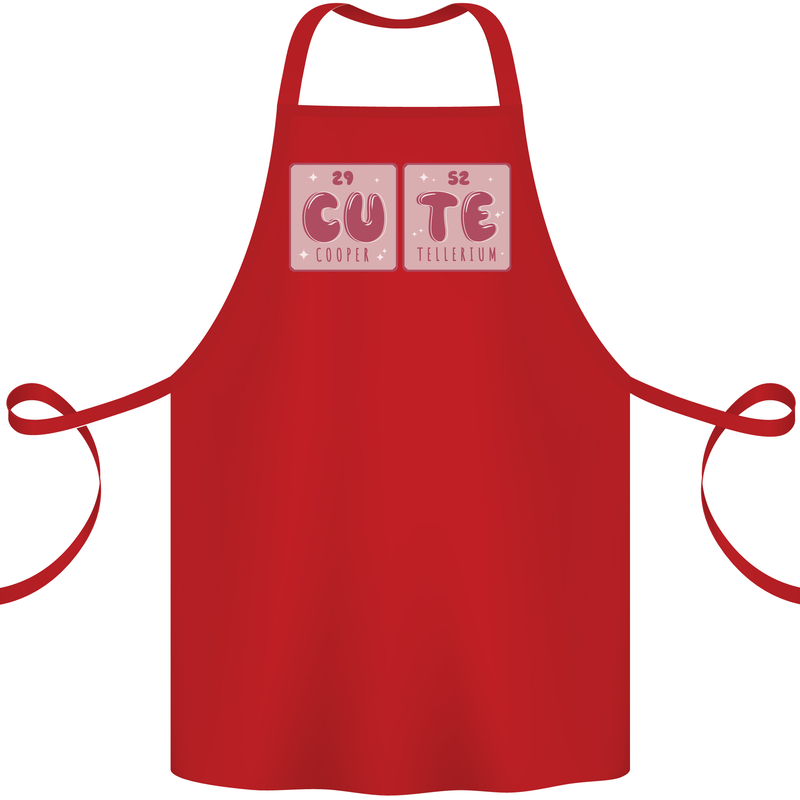 Cute Funny Periodic Table Cotton Apron 100% Organic Red