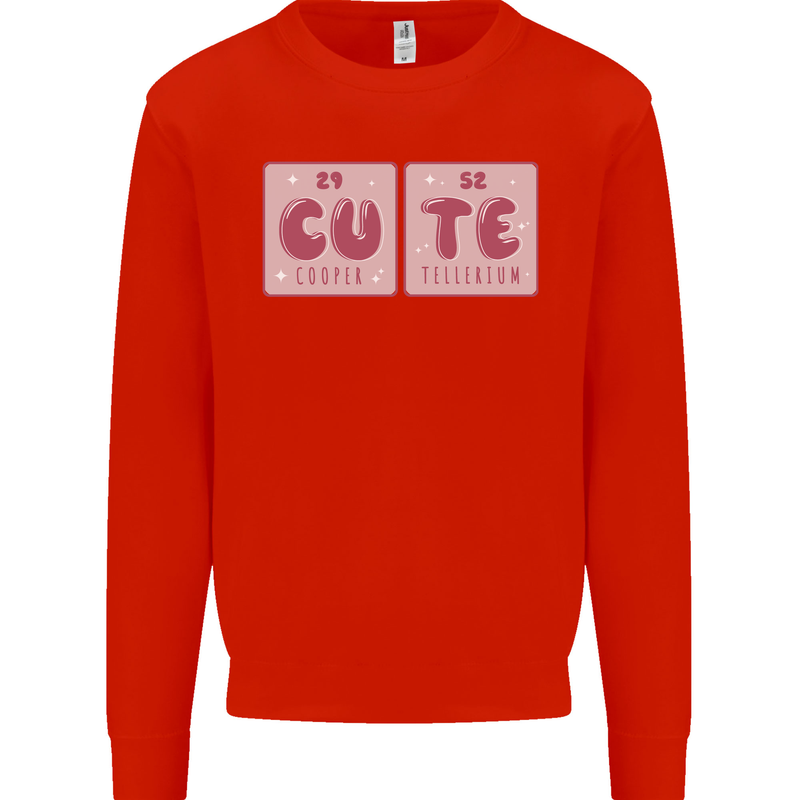 Cute Funny Periodic Table Kids Sweatshirt Jumper Bright Red