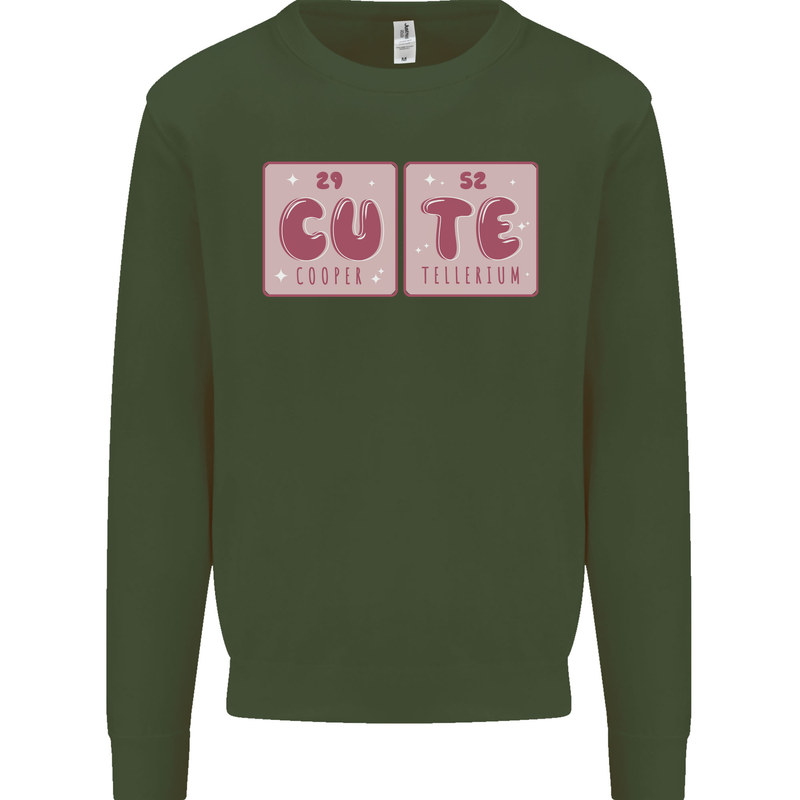 Cute Funny Periodic Table Kids Sweatshirt Jumper Forest Green