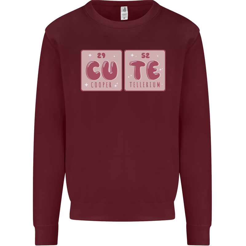 Cute Funny Periodic Table Kids Sweatshirt Jumper Maroon