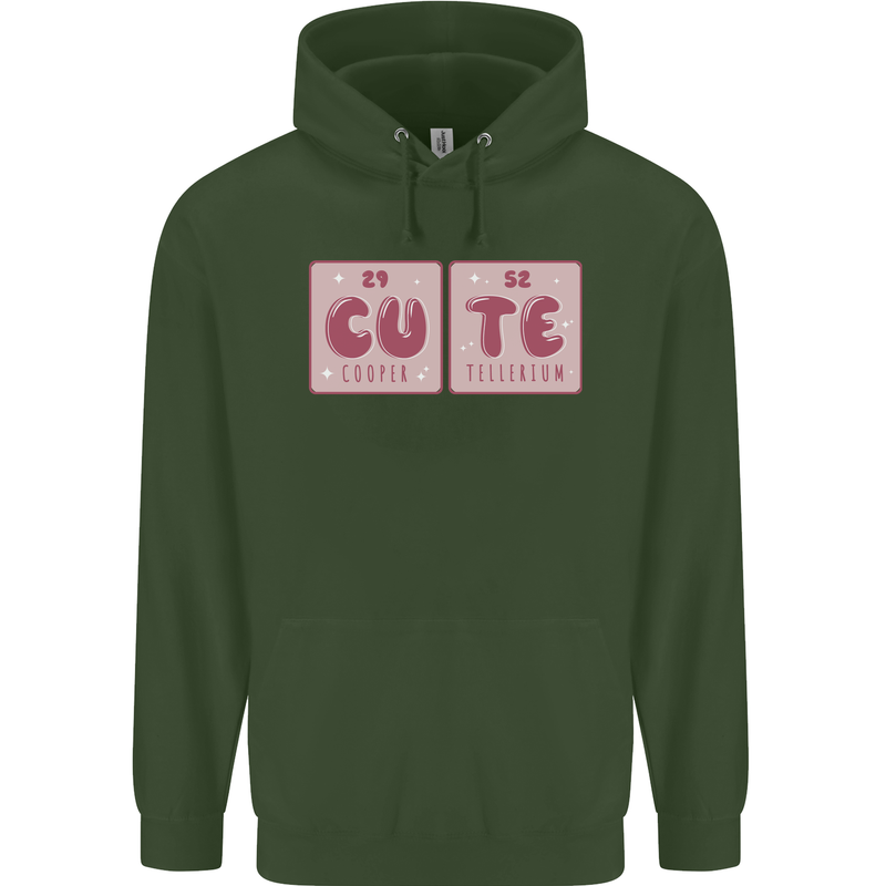Cute Funny Periodic Table Mens 80% Cotton Hoodie Forest Green