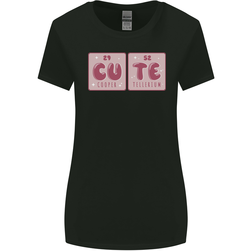 Cute Funny Periodic Table Womens Wider Cut T-Shirt Black