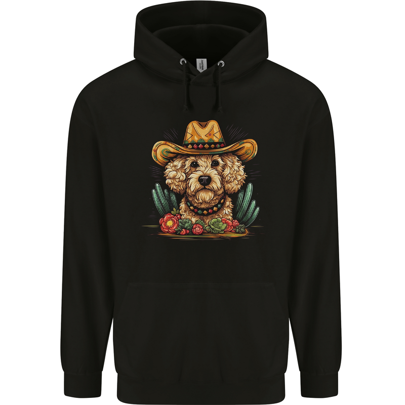 Cute Goldendoodle Mexican Style Western Childrens Kids Hoodie Black