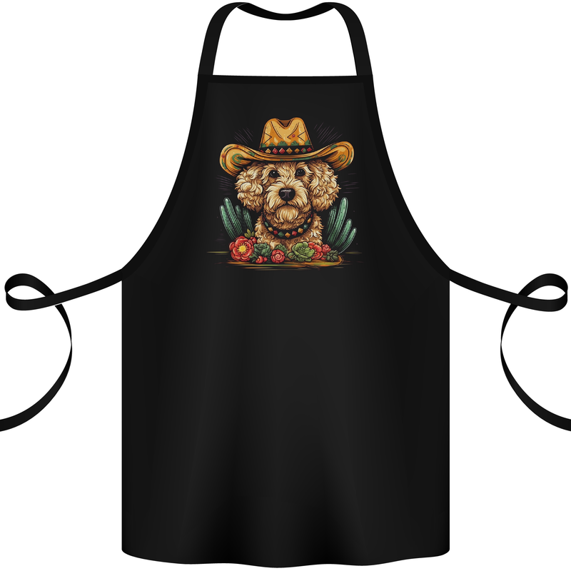 Cute Goldendoodle Mexican Style Western Cotton Apron 100% Organic Black
