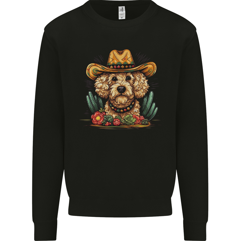 Cute Goldendoodle Mexican Style Western Mens Sweatshirt Jumper Black