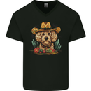 Cute Goldendoodle Mexican Style Western Mens V-Neck Cotton T-Shirt Black