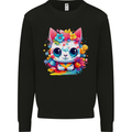 Cute Kawaii Cat Mens Sweatshirt Jumper Black