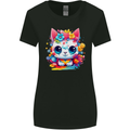 Cute Kawaii Cat Womens Wider Cut T-Shirt Black