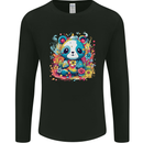 Cute Kawaii Panda Bear Mens Long Sleeve T-Shirt Black