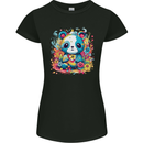 Cute Kawaii Panda Bear Womens Petite Cut T-Shirt Black