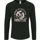Cute Monsters Funny Halloween Cats & Witch Mens Long Sleeve T-Shirt Black