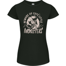 Cute Monsters Funny Halloween Cats & Witch Womens Petite Cut T-Shirt Black