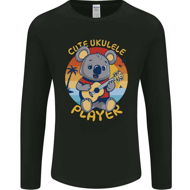 Cute Ukulele Player Koala Bear Mens Long Sleeve T-Shirt Black
