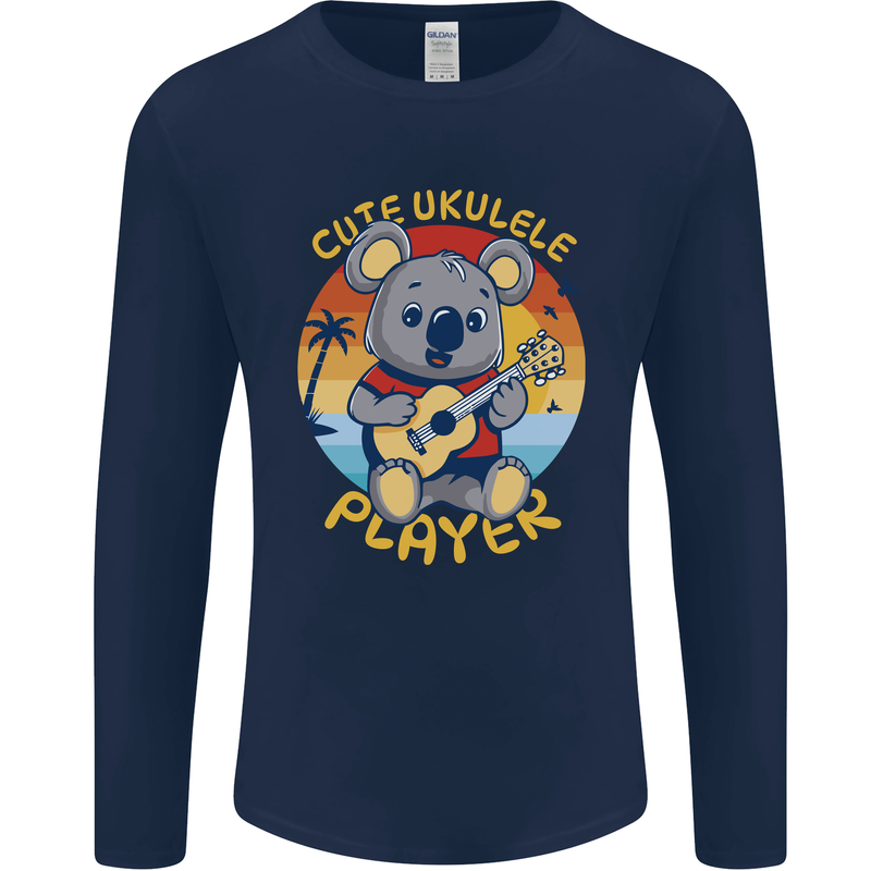 Cute Ukulele Player Koala Bear Mens Long Sleeve T-Shirt Navy Blue