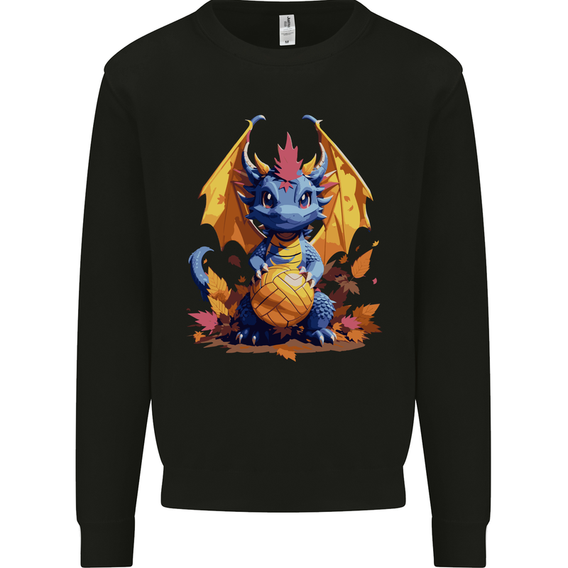 Cute Volleyball Dragon Kawaii Mens Sweatshirt Jumper Black