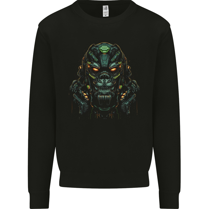 Cyber Gorilla Ape Fantasy Mens Sweatshirt Jumper Black