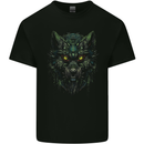 Cyber Wolf Werewolf Lycan Mens Cotton T-Shirt Tee Top Black