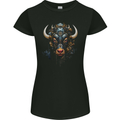 Cyberbull Cyborg Bull Steampunk Fantasy Cow Womens Petite Cut T-Shirt Black