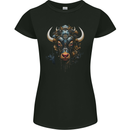 Cyberbull Cyborg Bull Steampunk Fantasy Cow Womens Petite Cut T-Shirt Black