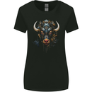 Cyberbull Cyborg Bull Steampunk Fantasy Cow Womens Wider Cut T-Shirt Black