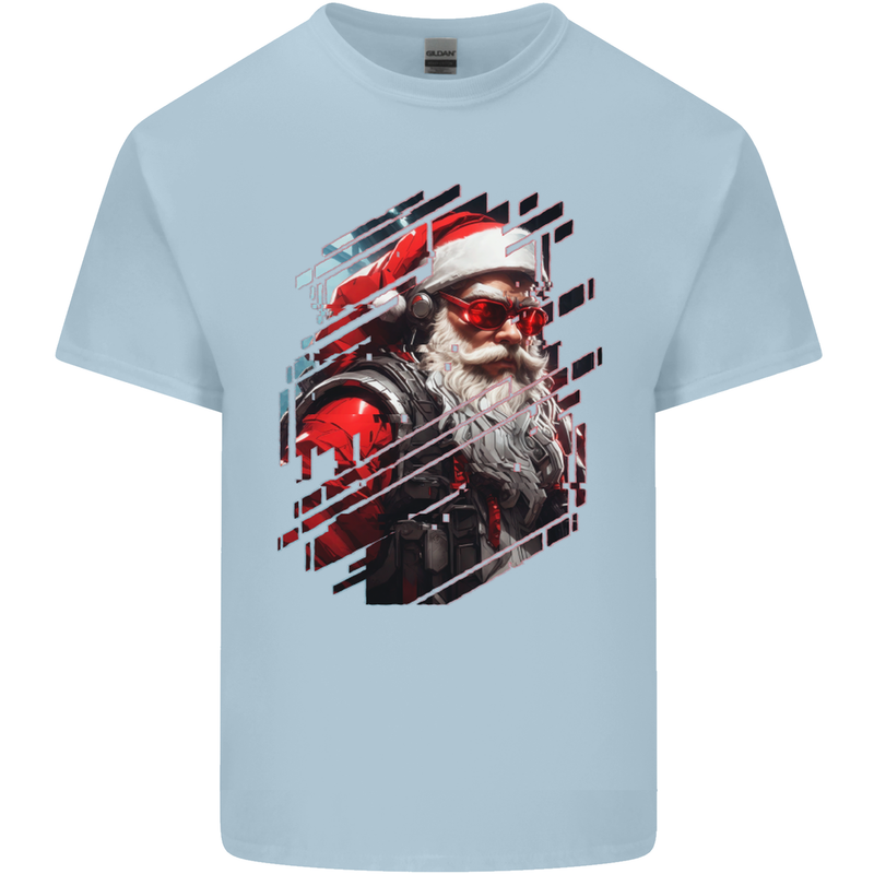 Cyberpunk Santa Claus Christmas Xmas Kids T-Shirt Childrens Light Blue