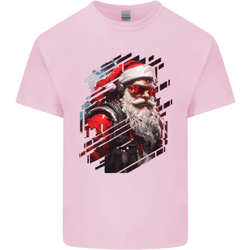 Cyberpunk Santa Claus Christmas Xmas Kids T-Shirt Childrens Light Pink