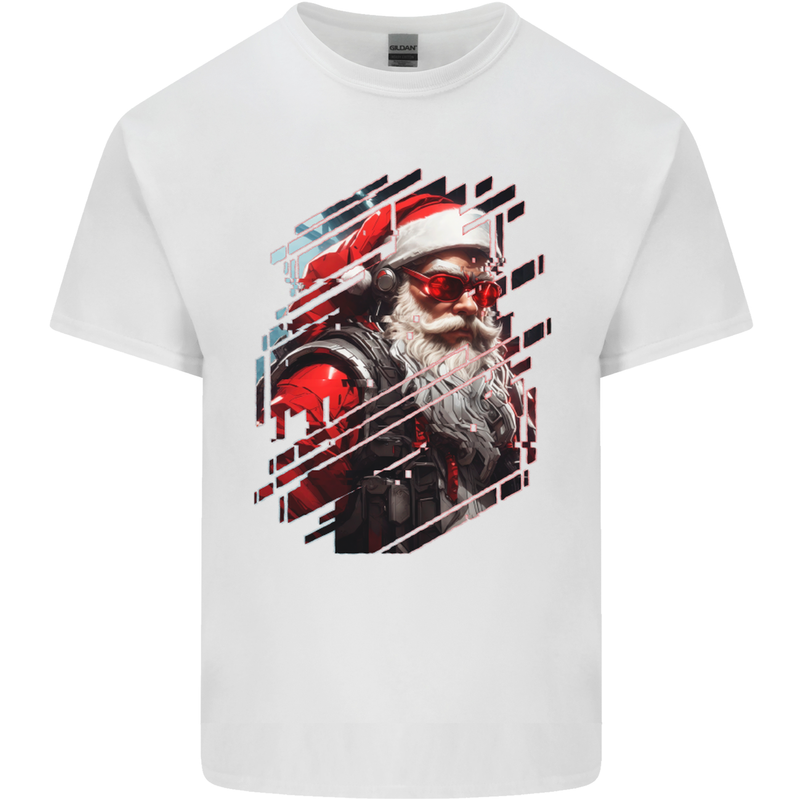 Cyberpunk Santa Claus Christmas Xmas Kids T-Shirt Childrens White
