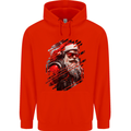 Cyberpunk Santa Claus Christmas Xmas Mens 80% Cotton Hoodie Bright Red