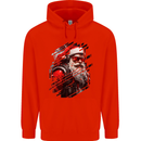 Cyberpunk Santa Claus Christmas Xmas Mens 80% Cotton Hoodie Bright Red
