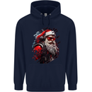 Cyberpunk Santa Claus Christmas Xmas Mens 80% Cotton Hoodie Navy Blue