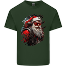 Cyberpunk Santa Claus Christmas Xmas Mens Cotton T-Shirt Tee Top Forest Green